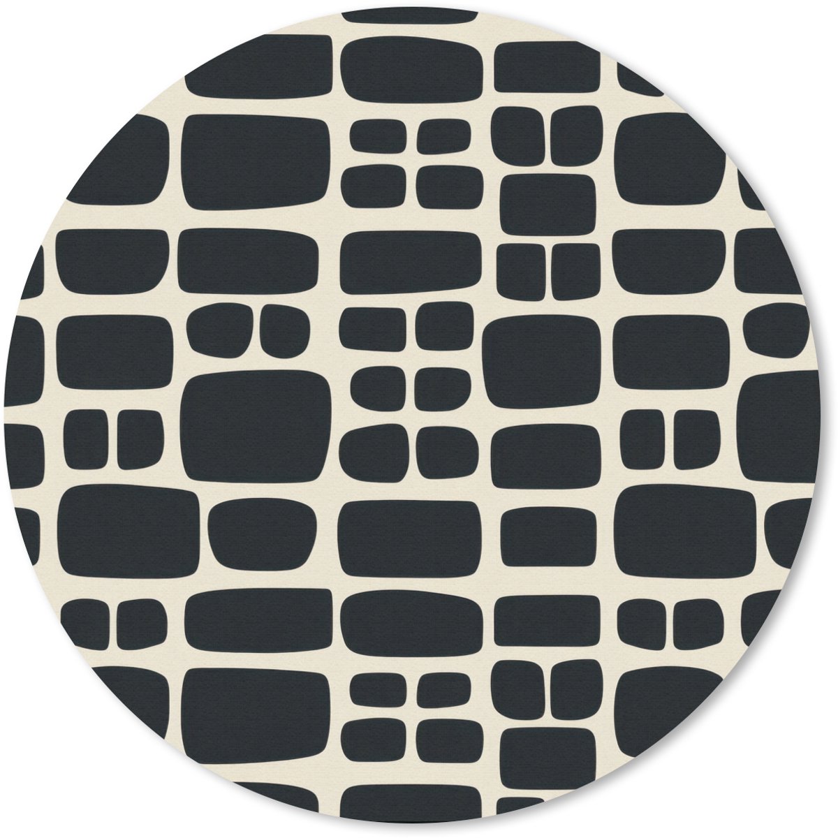 Muismat rond 20x20 cm - Mousepad Modern - Organisch - Zwart - Ronde muismatten