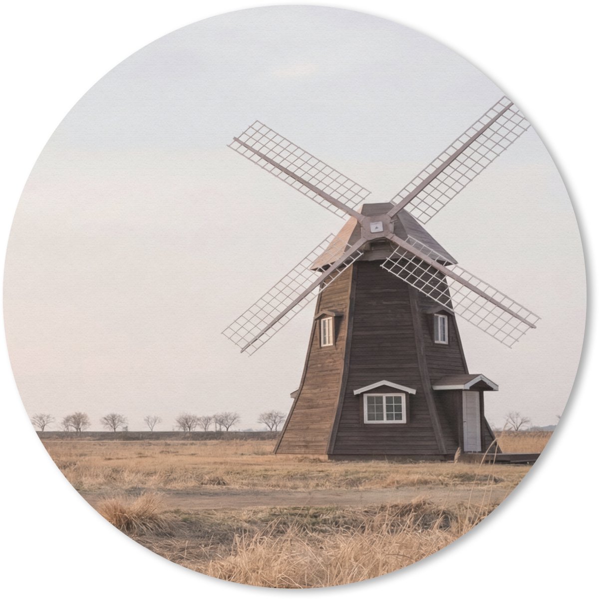 Muismat rond 20x20 cm - Mousepad Windmolens - Landschap - Veld - Ronde muismatten