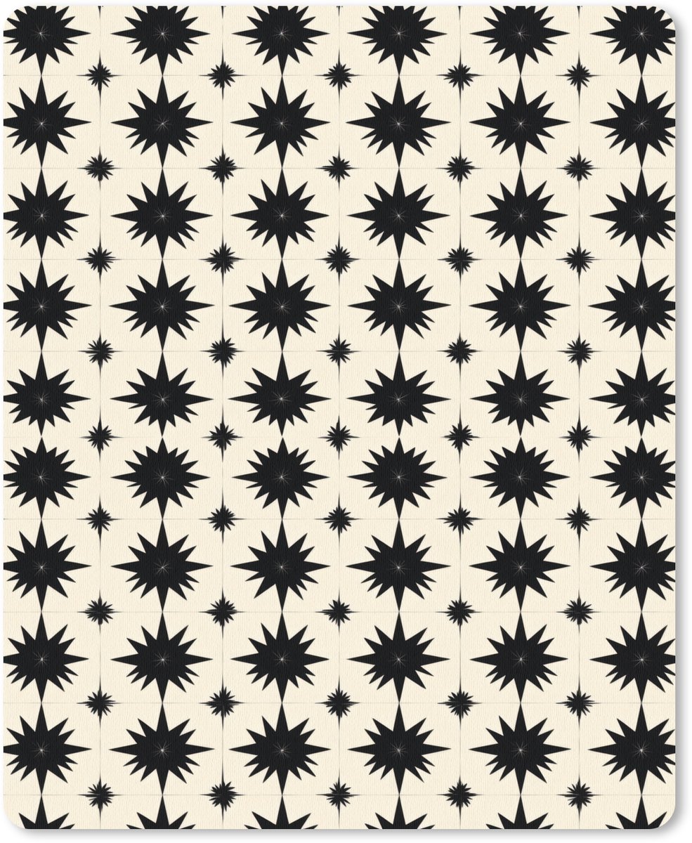 Muismat 12x16 cm - Mousepad Stervormen - Geometrisch - Zwart - Muismatten
