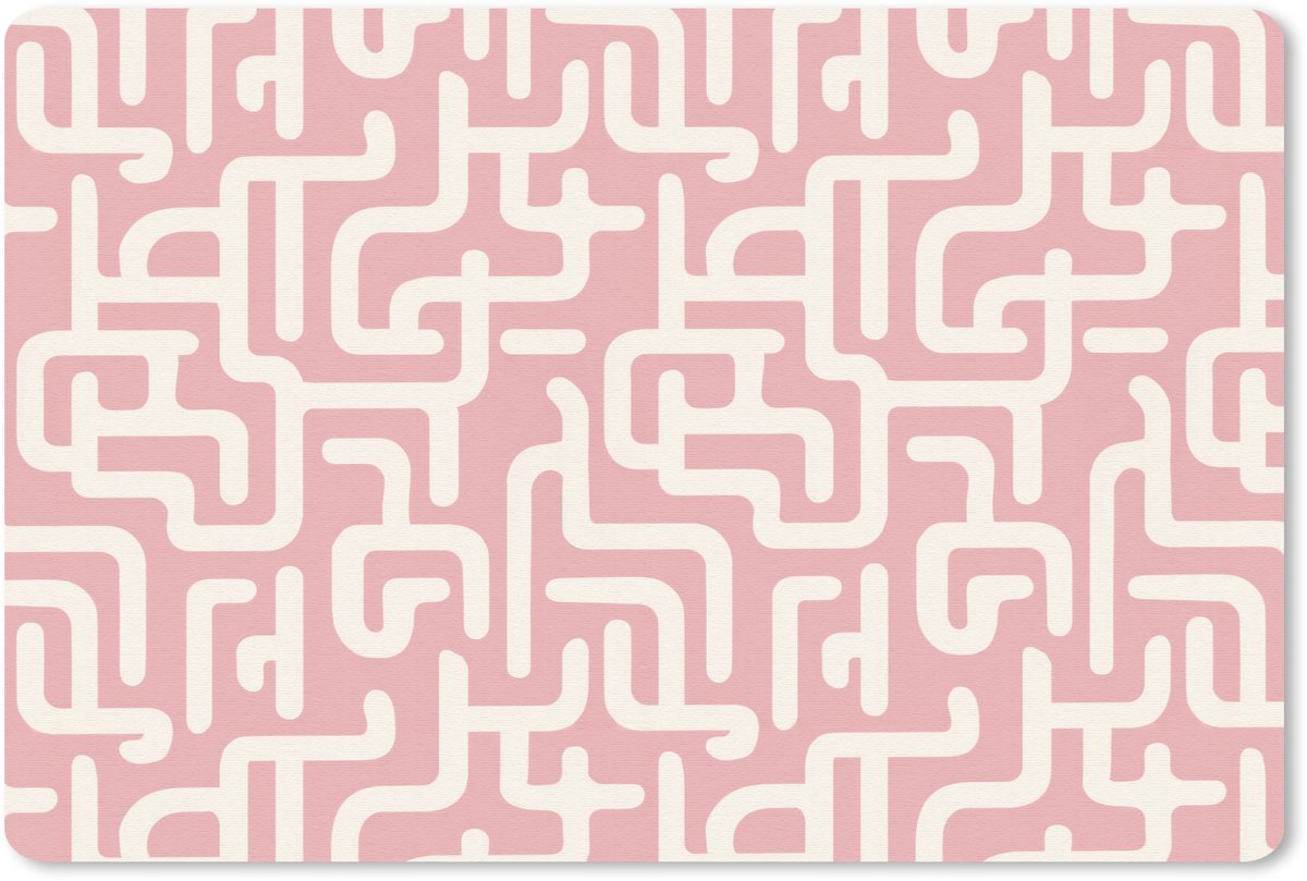 Muismat 13x8 cm - Mousepad Doolhofpatroon - Roze - Wit - Abstract - Muismatten