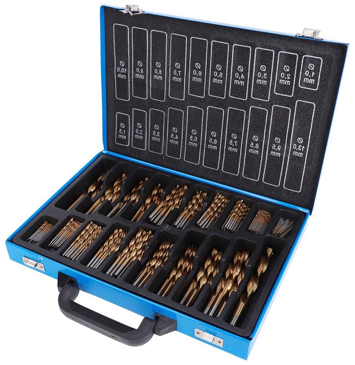 HSS Boor Set met 202 Stukken, 1-13 mm, RVS Coating voor Hout, Kunststof en Aluminium Bewerking
