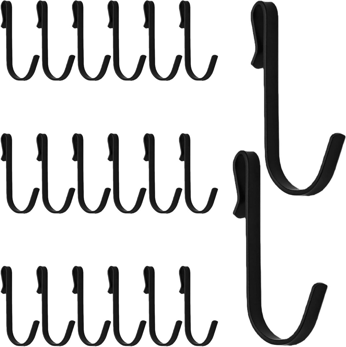 J-vormige Haken - Draadrek Hangers - Opbergen Keuken - Clip-on Ontwerp - 20 stuks - Zwart