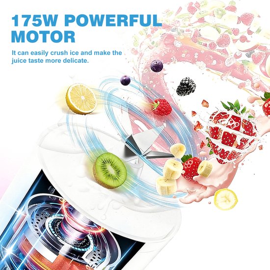 YONO Blender To Go - 500ml - 175W - Draagbare Smoothie Maker - Portable Fresh Juice Mini Blender - Wit van Merkloos — afbeelding 5