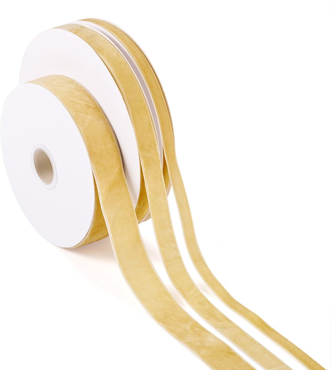 PandaHall 3 Rollen Velvet Ribbon in Licht Khaki - 10/15/25mm voor Cadeauverpakking en Decoratie
