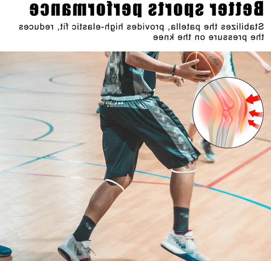 Siliconen Patella Tendon Ondersteuningsbanden - Ademend Knieband voor Sport, Hardlopen en Basketbal met Opbergtas voor Mannen en Vrouwen (Zwart, Luminieus Wit) — afbeelding 3