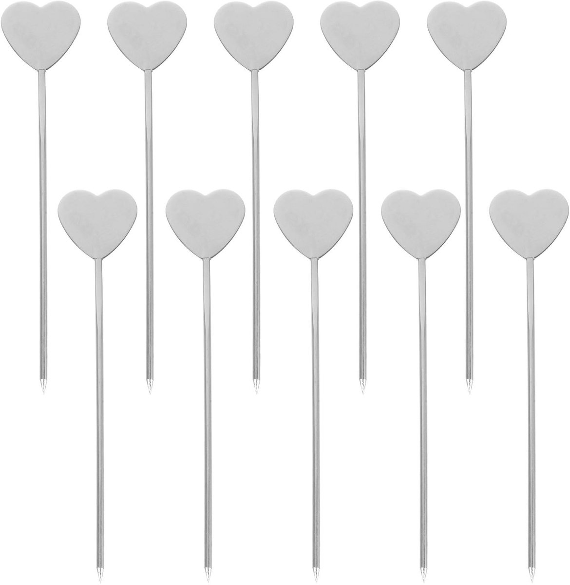 Dailygoods- Cocktailspiesen 11,9 cm - Roestvrij Stalen - Herbruikbaar - Hartvormig - Voedselsticks - Geschikt voor Feesten - Cocktailprikkers