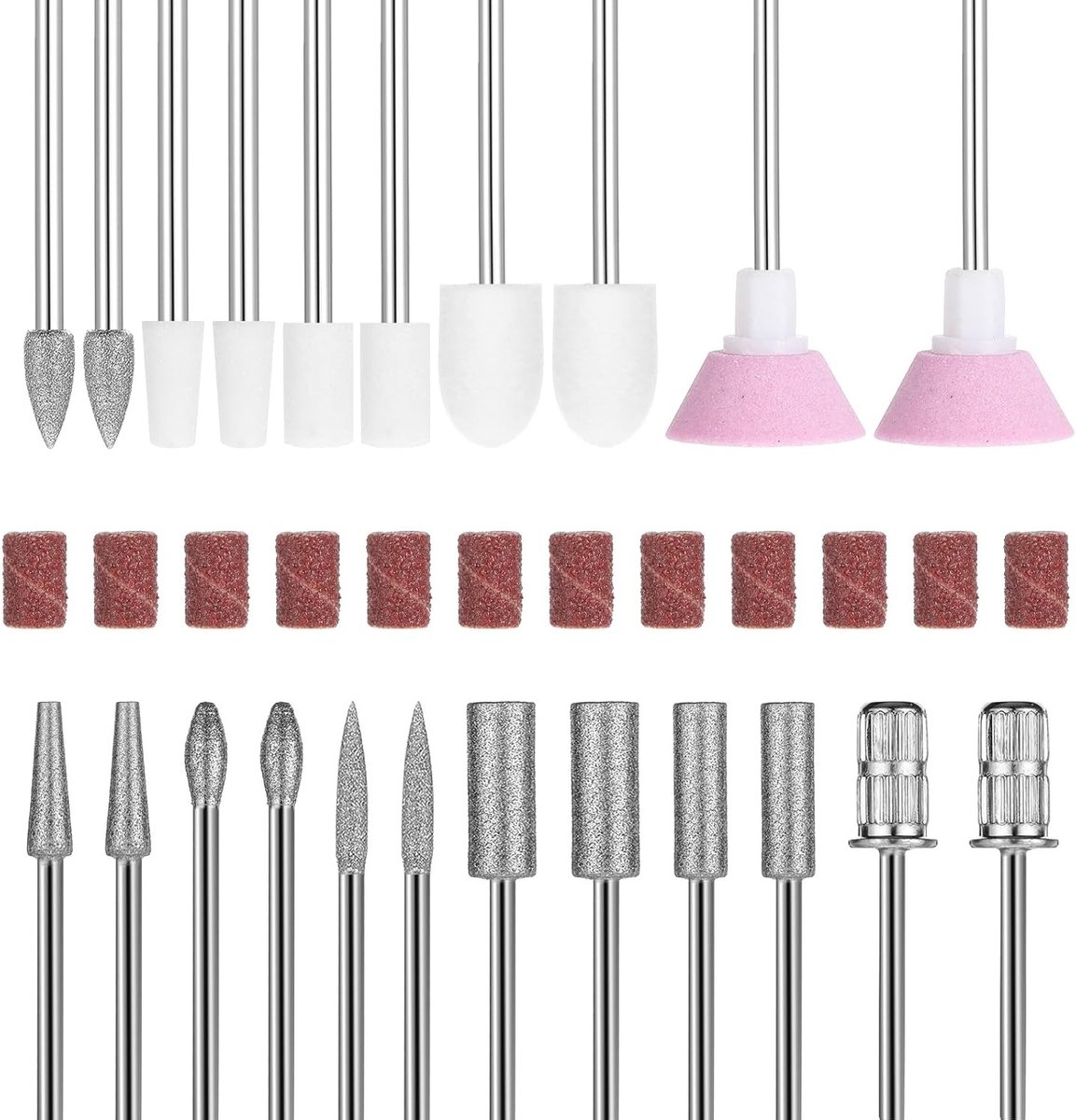 22-delige Set voor Nagelknippers met 12 Schuurmoffen - Professionele Bits en Accessoires voor Manicure en Pedicure, Nagelvijl en Boor Set