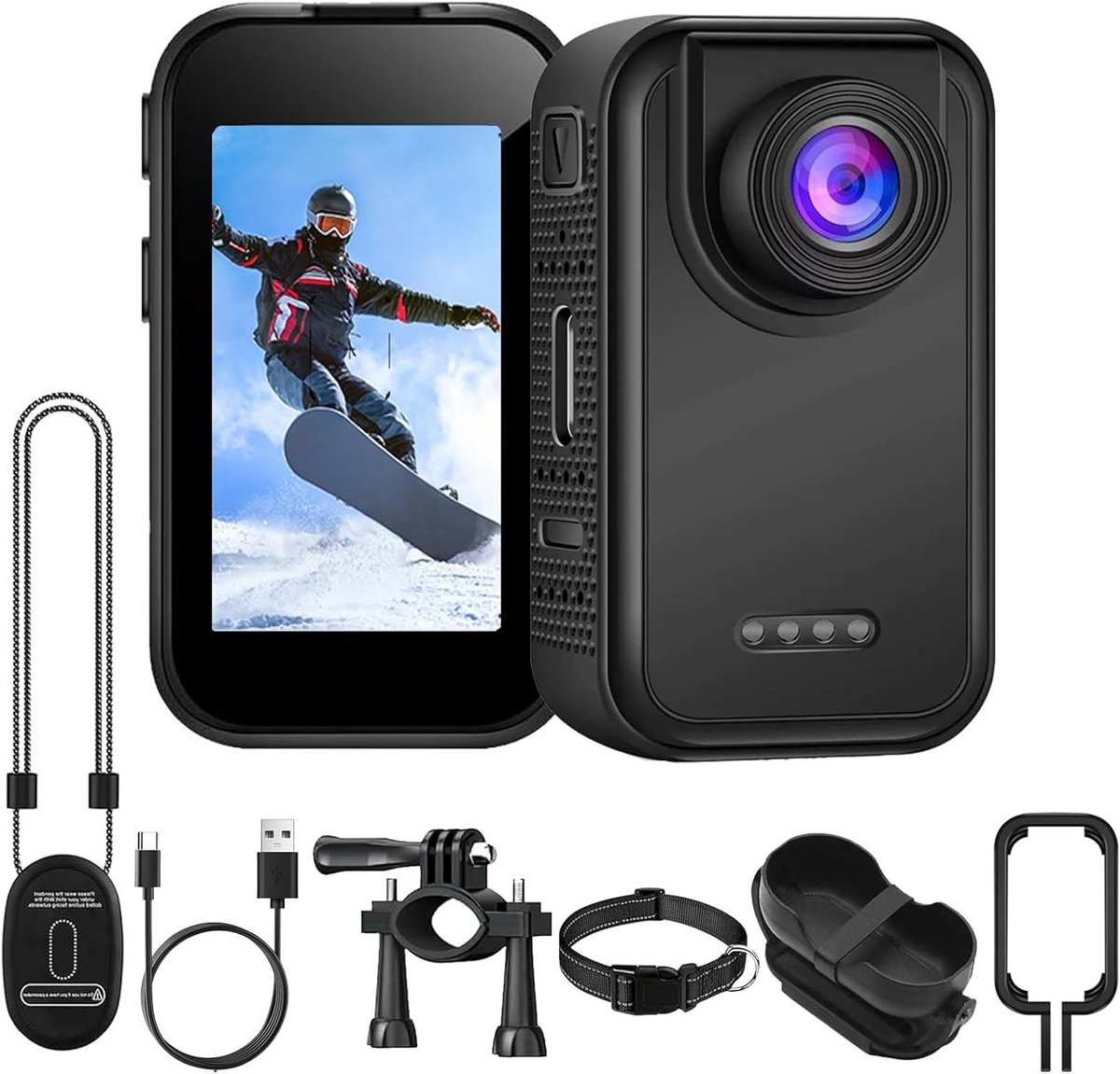 Actiecamera 1080P met 130 Graden Hoek, Draagbare Mini Camera voor Vlogs en Outdoor Activiteiten, Ideaal voor Avonturen en Dierenopnames