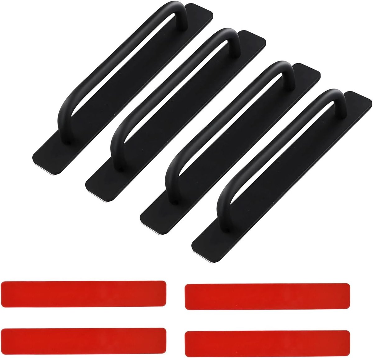 Set van 4 zelfklevende deurhandgrepen, aluminium handgrepen voor buitendeuren, ideaal voor glazen deuren en ramen, eenvoudig te installeren zonder boren, 147 mm, zwart