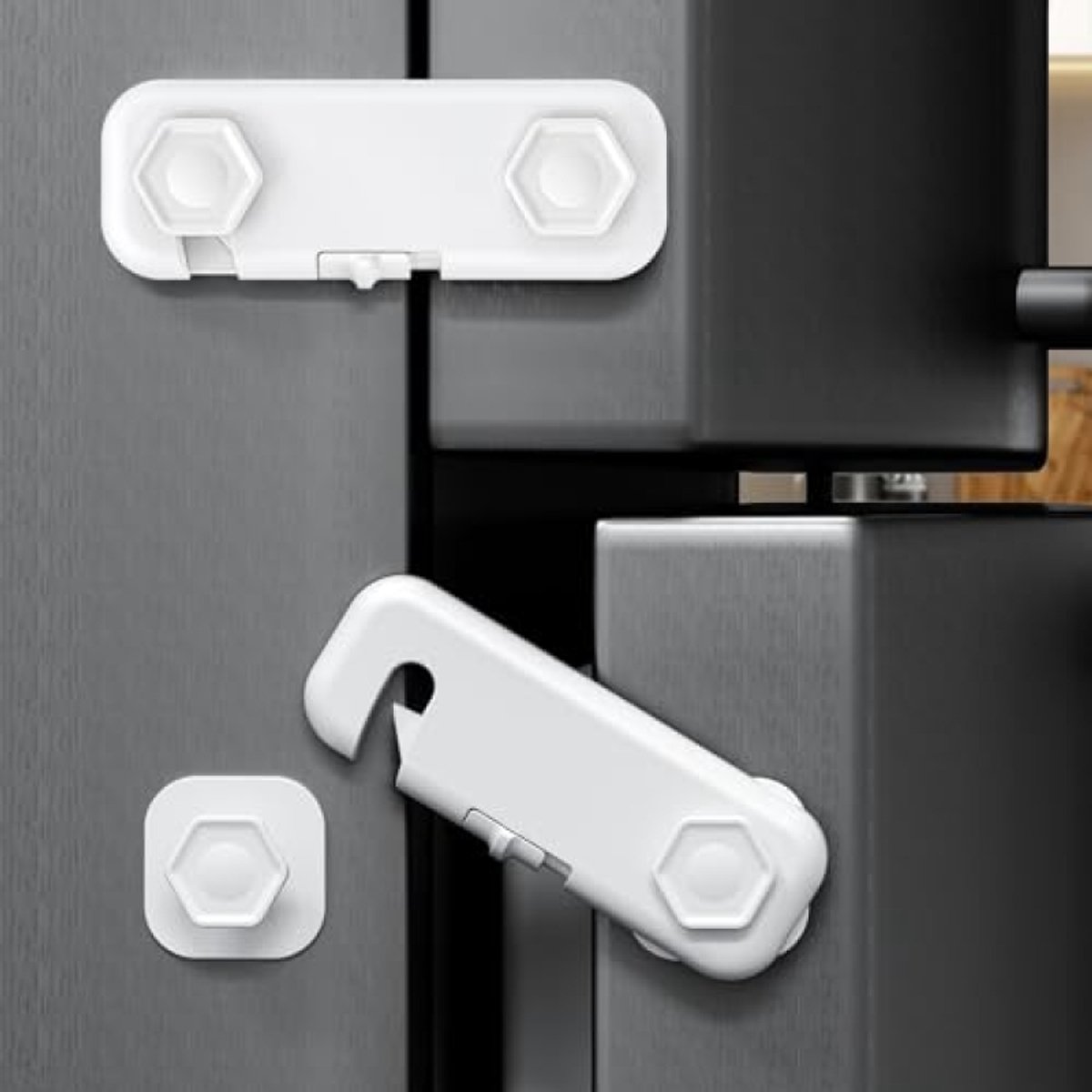 PromoHome Kabinetsloten voor Baby's 6 stuks - Babyproofing Veiligheidssloten voor Kasten, Koelkast en Laden - Kinderveiligheidssloten met Sterke Kleefstof, Geen Boren Nodig