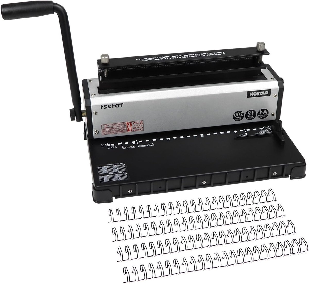 Metalen Wire Binding Machine voor 12 A4 Pagina's - 2:1 Punch Spacing, Binden tot 250 Pagina's, Ideaal voor Kantoor en School