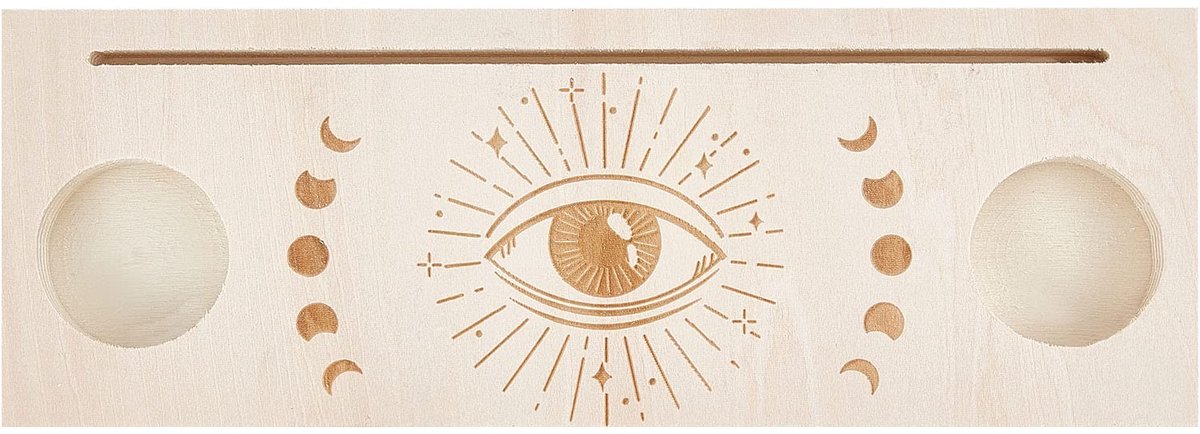 aladdien - Houten Tarotkaarthouder - Display standaard voor waarzeggerij - Maanfase oog patroon - Rechthoekig ontwerp - Geschikt voor heksen en taro..