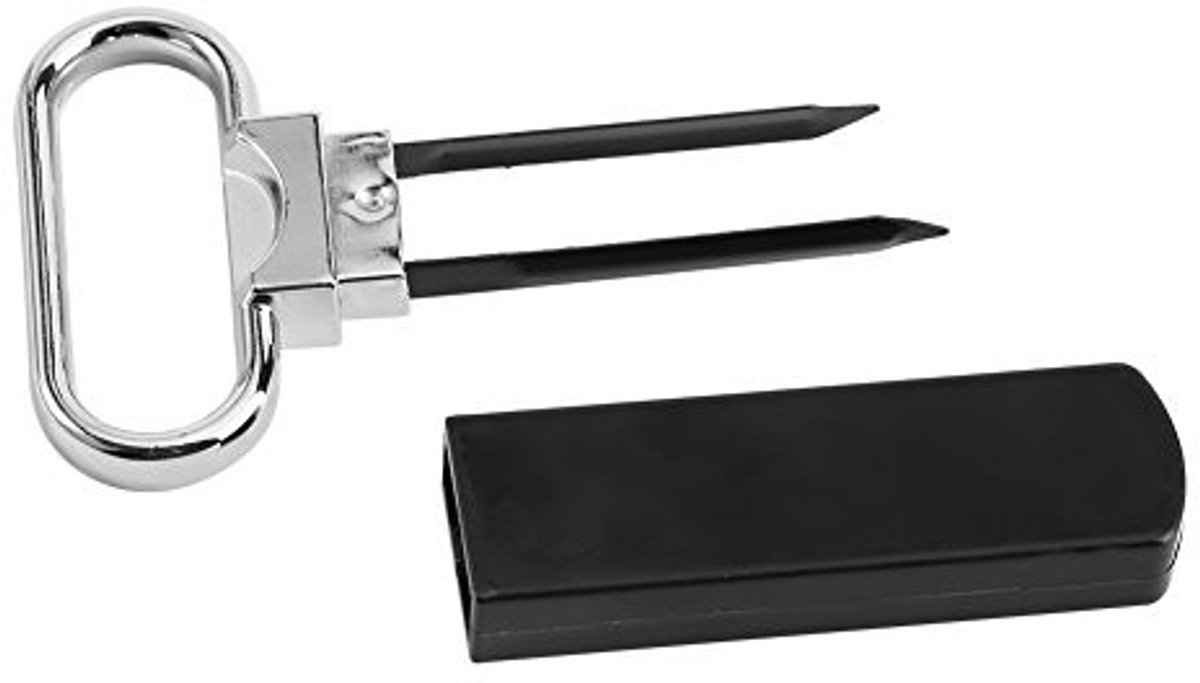 Vintage Wijnopener met Twee Prongen en Deksel - RVS Corkscrew