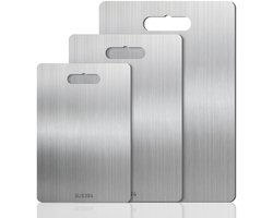 Allecto - BORDEAG 3-delige Titanium Snijplank Set - RVS Keuken Snijplanken voor Vlees, Fruit en Groenten - Vaatwasserbestendig