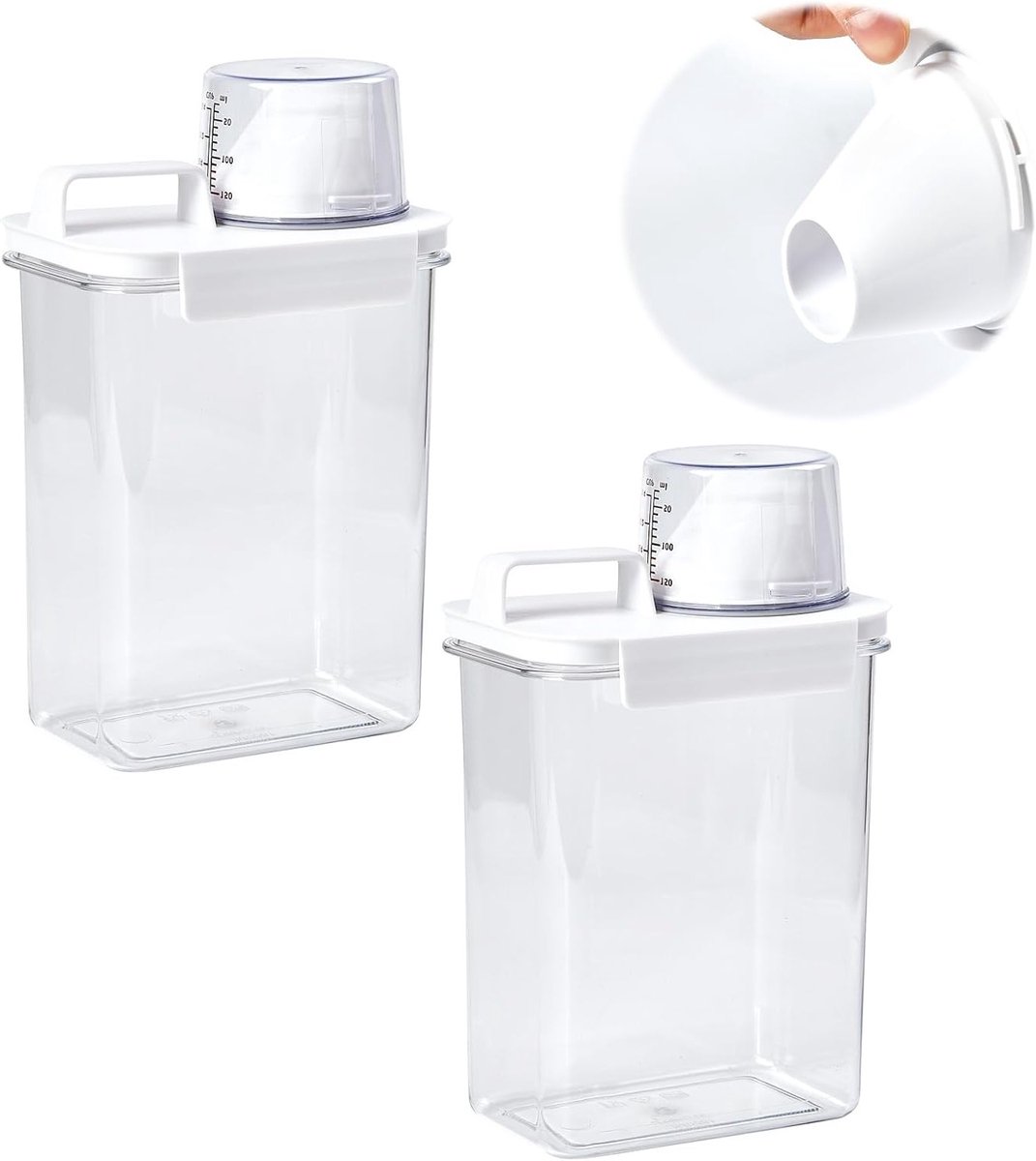 Ruimtebesparende 1800ML Opbergcontainers voor Waspoeder en Vloeibaar Wasmiddel - Ideaal voor Organisatie en Gebruiksgemak