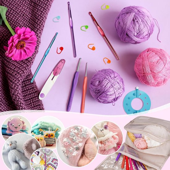 Haaknaaldset met 5 haaknaalden en 105 accessoires voor haken en breien — afbeelding 3