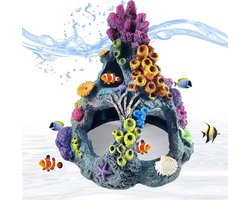 Betta Aquarium Decoratie met Koraal en Vis Schuilplaats - Ideaal voor Betta Vissen om te Spelen en te Verstoppen in een Natuurlijke Omgeving