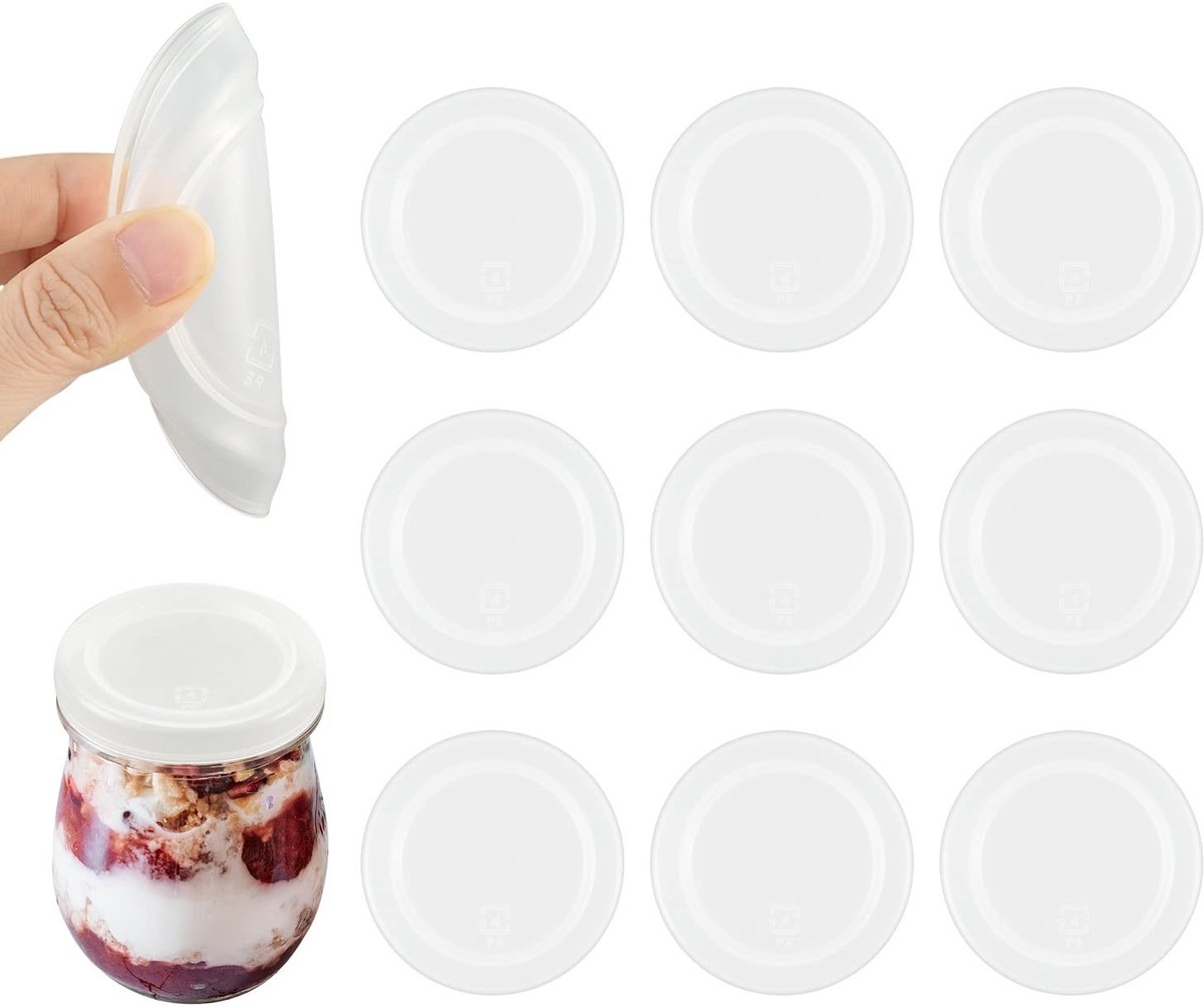 ONF3 - Yoghurt Pot Deksels - Vervangende Deksels - 9-delig - Transparant - Voedselopslag - Ideaal voor het Bewaren van Voedsel - 6,8 cm