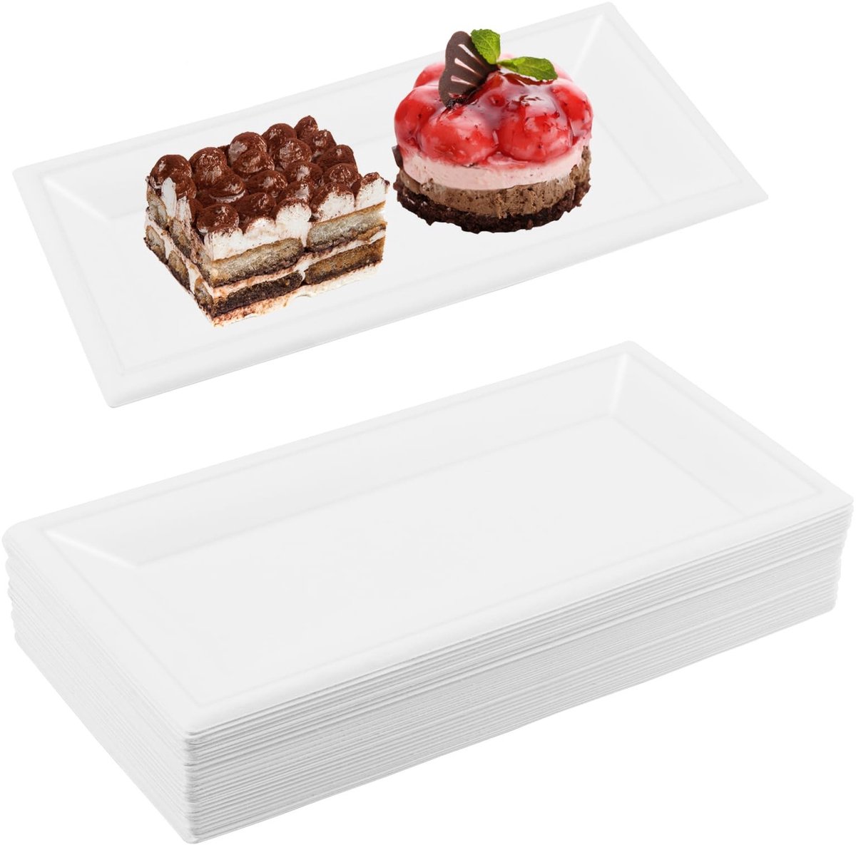 50x Witte Rechthoekige Serveerschalen (26x13cm) voor Feest en BBQ