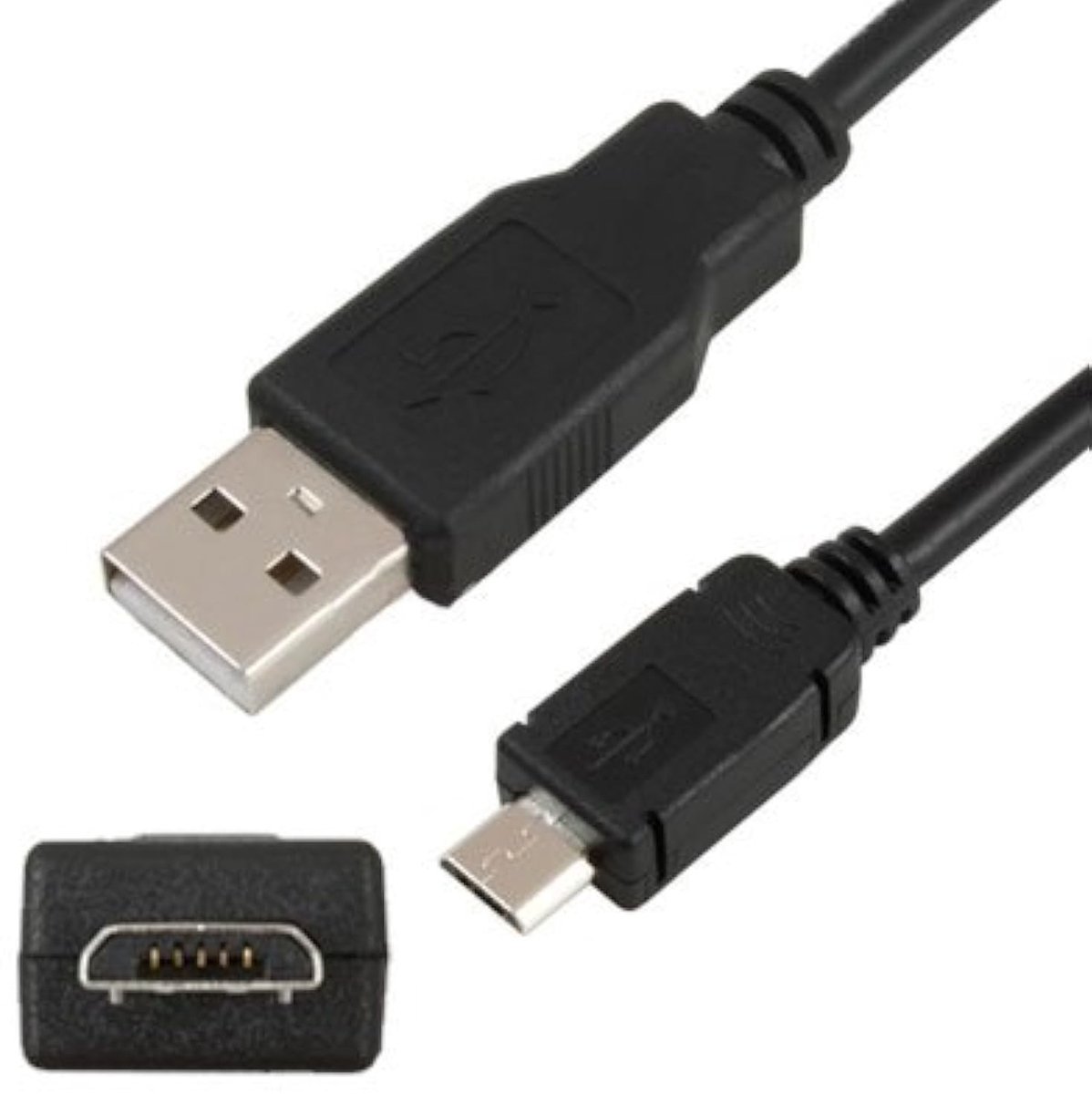 aladdien - Oplaadkabel - USB-kabel voor PS4 Slim controllers - 2 meter lang - Zwart - Gaming accessoire - Geschikt voor PS4 - Oplaadkabel