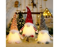 Kerstkabouter Gonks - Lichtgevende Gnome - Feestelijke Decoratie - Zachte Pluche Baard - 30 cm Hoog - D