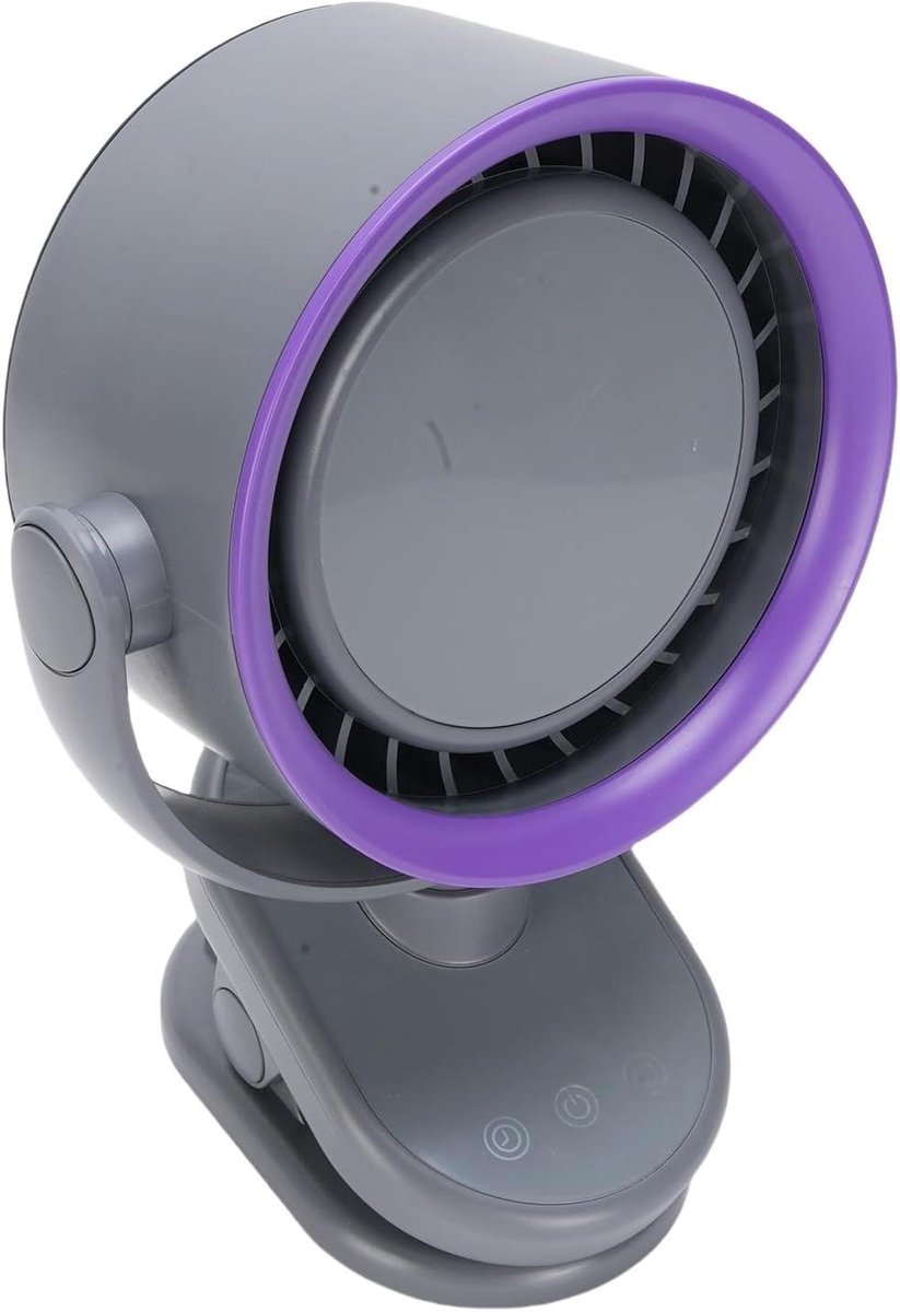 Bladloze Ventilator - Stille Tafelventilator - Persoonlijke Koeling - 100 Snelheden Instelbaar - Compact Ontwerp - Paars Grijs