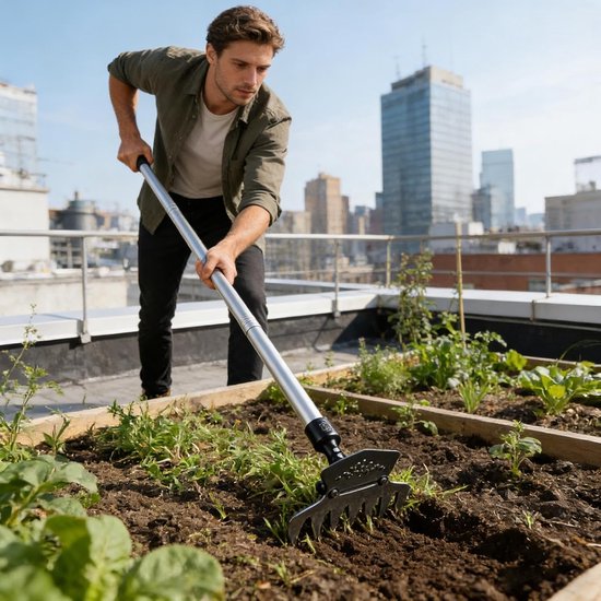 Tuinhark Schoffel - Grassteker Hark - Onkruid Verwijderen - Verstelbare Lengte - 28-98.5 cm - Niet gespecificeerd van Merkloos	 — afbeelding 2