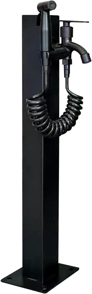 Tuinwaterkolom - Vrijstaande kraan - Buiten water geven - Roestvrij staal - 80 cm hoog - Zwart mat