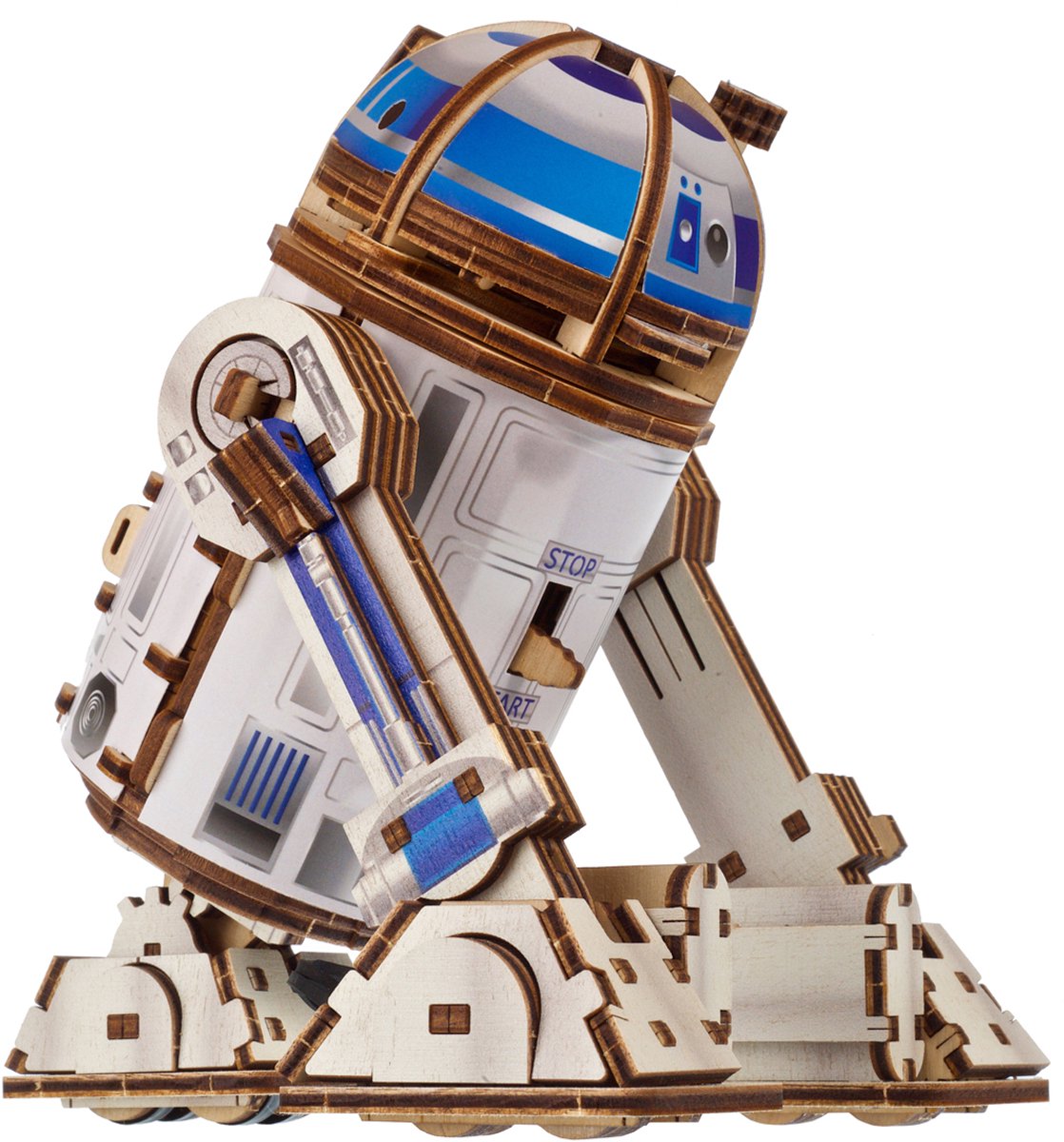 UGEARS 3D Modelbouw - R2-D2 - Star Wars - Mechanisch Bouwpakket Hout - Educatief Speelgoed — afbeelding 17