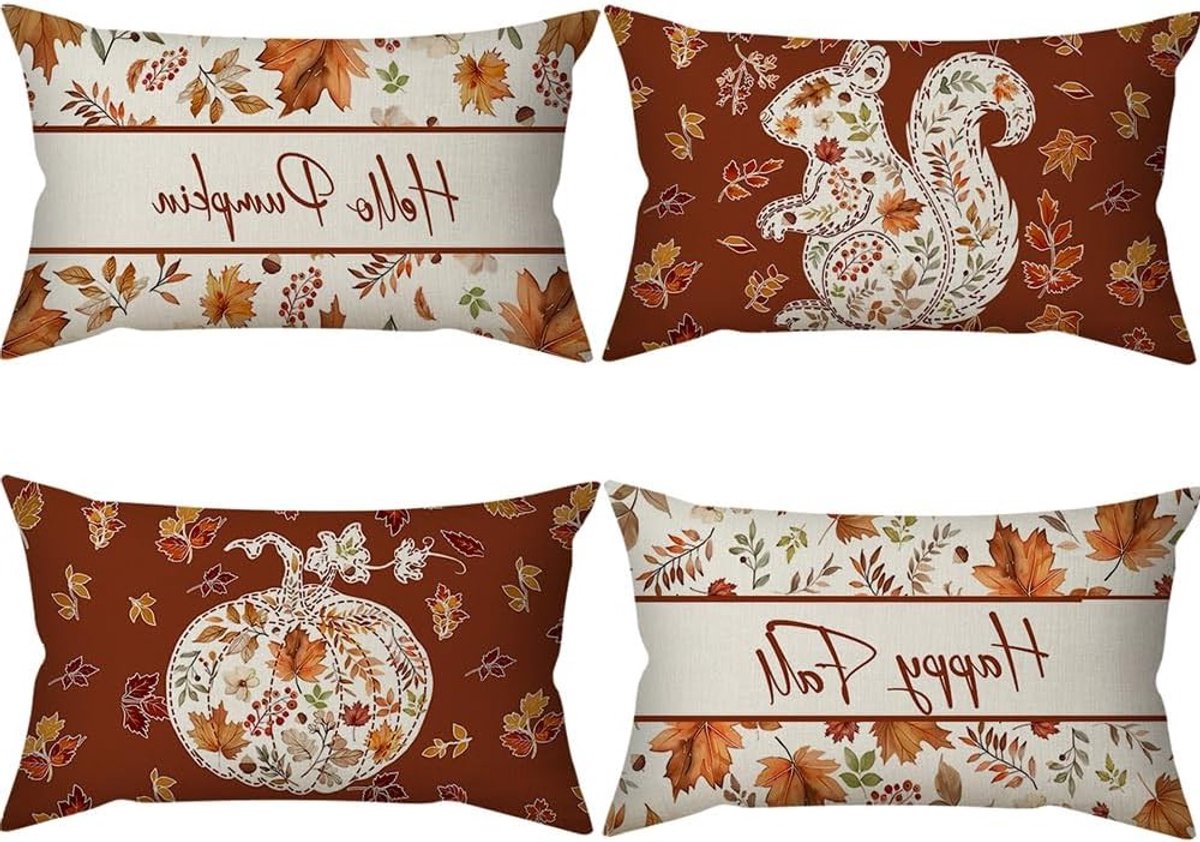 Herfst Kussenhoezen 30 x 50 cm, Decoratieve Kussens voor Sofa, Buiten en Woonkamer, Sfeervolle Kussens voor Slaapkamer
