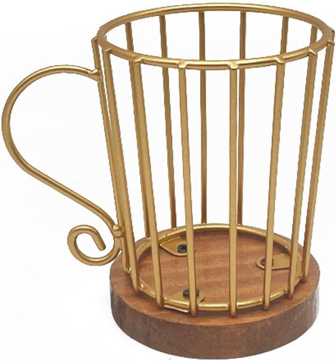 Koffie Organizer - Capsule Houder - Koffie Bar - Houten Basis - 10x7.2x11cm - Goud