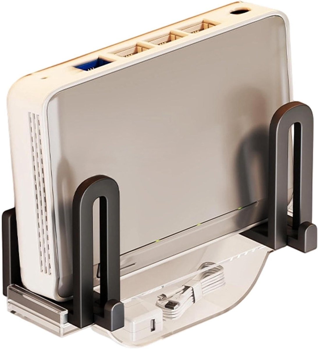 Router Muurbevestiging - Zwevende Opberger - Ruimte Organiseren - Boren Vrij - 10 x 7 x 10 cm - Zwart
