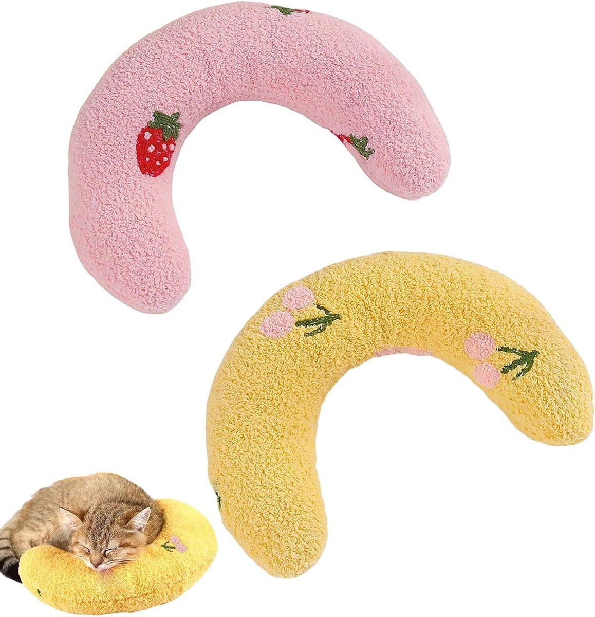 Ontspanningskussen voor katten met valeriaan en kattenkruiden, anti-stress en zacht kussen voor een ontspannen huisdier, 2 stuks in mooie kleuren