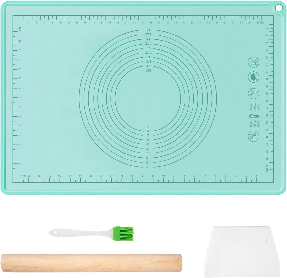 Bakmat met Rand - Deeg Pad - Bakken en Pastry - Voedselveilige Silicone - 70 x 50 cm - Groen