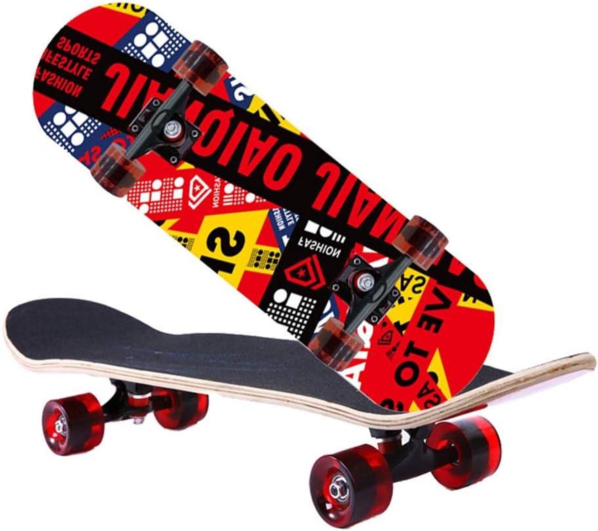 Compleet Skateboard Trickboard Stunts Uitvoeren Dubbele Kicktail 80cm Lang A