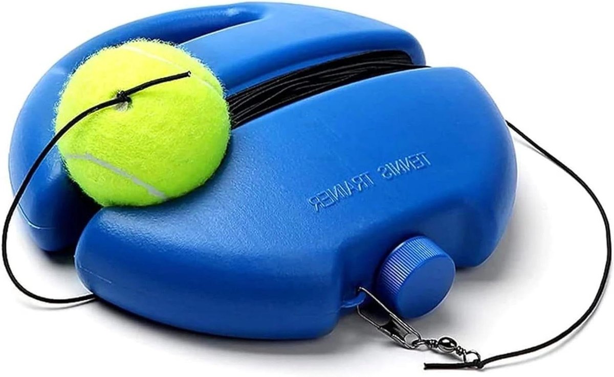 Tennis Trainer - Bal met Koord - Tennis Oefenen - Zelfstandige Training - Basis 21cm - Blauw