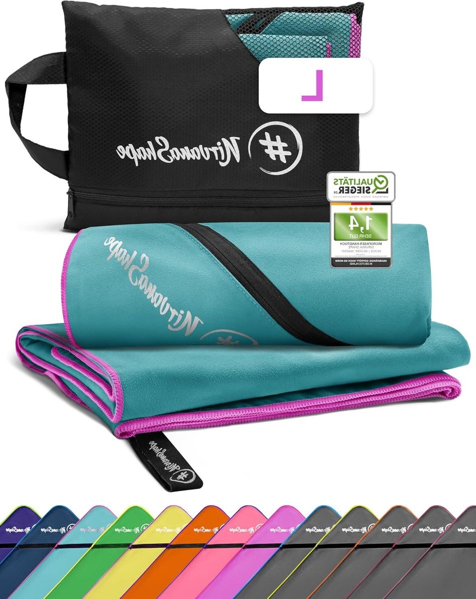 Microvezel Handdoek - Reishanddoek Sporthanddoek - Licht Reizen - Super Absorberend Sneldrogend - L 140 x 70cm - Turkoois Roze