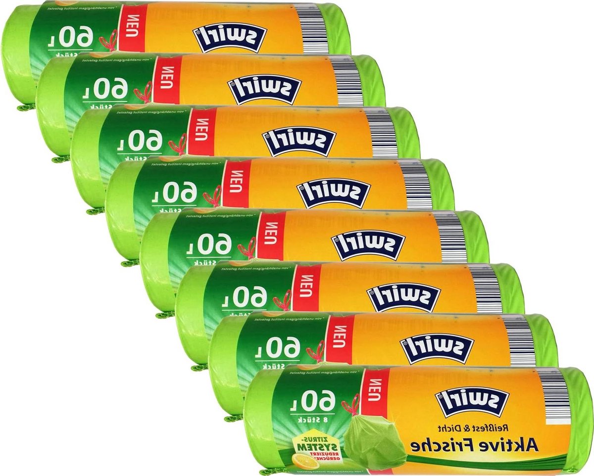 Vuilniszakken - Afvalzakken - Afval Opruimen - Geur Absorberend - 60 Liter 64 Stuks - Groen