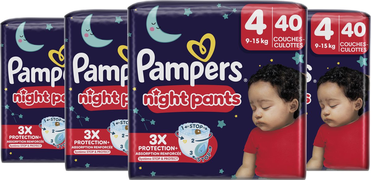 Pampers Baby-Dry Night Pants - Maat 4 - 160 (4 x 40) luierbroekjes (9-15 KG) - Maat 4 - 40 luierbroekjes - Perfect voor in de nacht