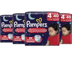 Pampers Baby-Dry Night Pants - Maat 4 - 160 (4 x 40) luierbroekjes (9-15 KG) - Maat 4 - 40 luierbroekjes - Perfect voor in de nacht