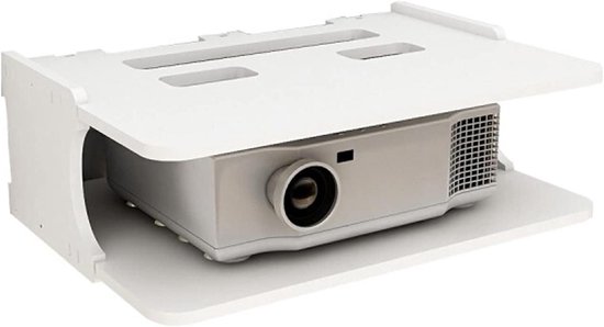 Projector plank wit 42 cm wandmontage houder met hitteafvoer en afgeronde hoeken voor veilige apparatuurplaatsing