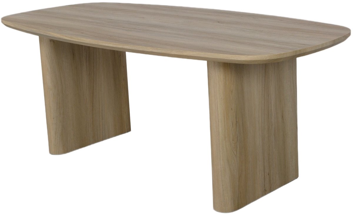 Eettafel Japandi deens ovaal 200cm lichtbruin MDF Juno deens ovale eetkamertafel Japanse stijl