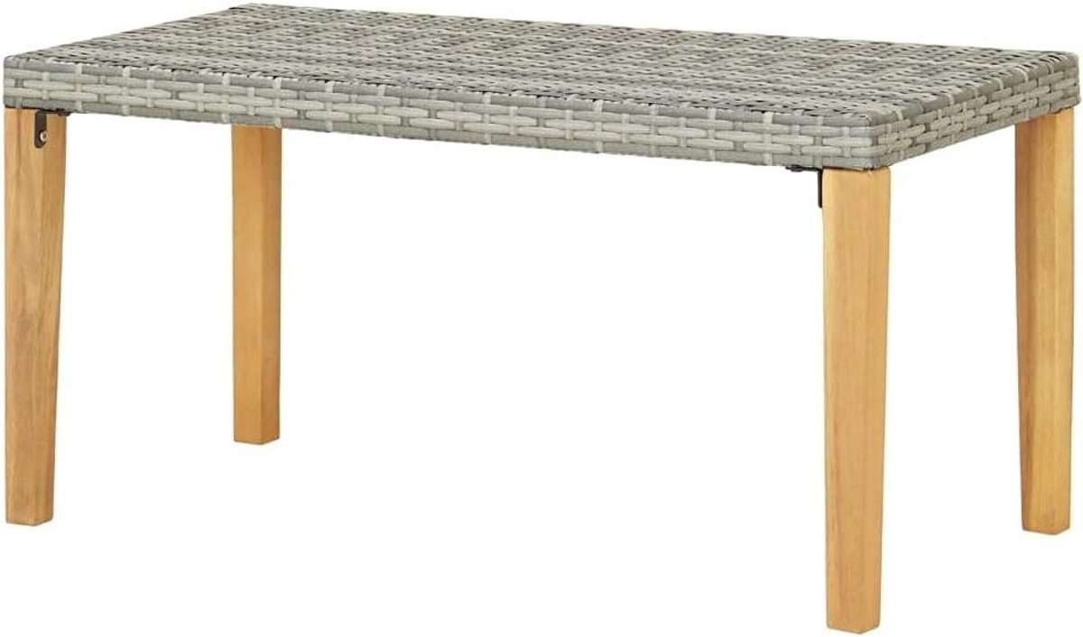 Tuinbank Polyrotan - Buitenbank Bankje - Ontspannen Buiten - Massief Hout - 120 cm - Grijs