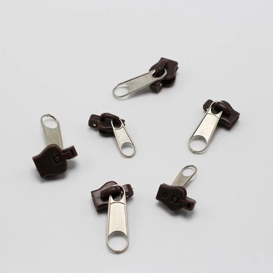 Rits reparatieset - Ritskoppen vervanging - Kleding repareren - Zonder naaien - 6 stuks - Bruin — afbeelding 2