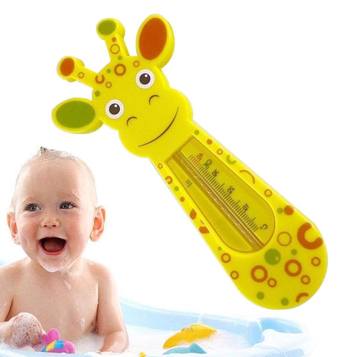 Babybadthermometer - Bad speelgoed - Veilig baden - Drijvend giraf design - 15 cm - Geel