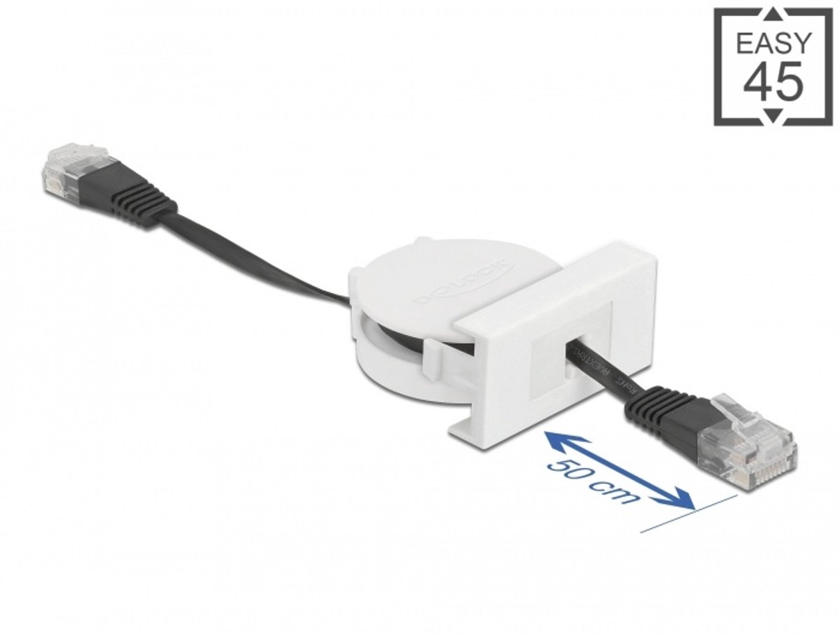 Eenvoudig 45 module netwerk intrekbare kabel RJ45 Cat.5e zwart
