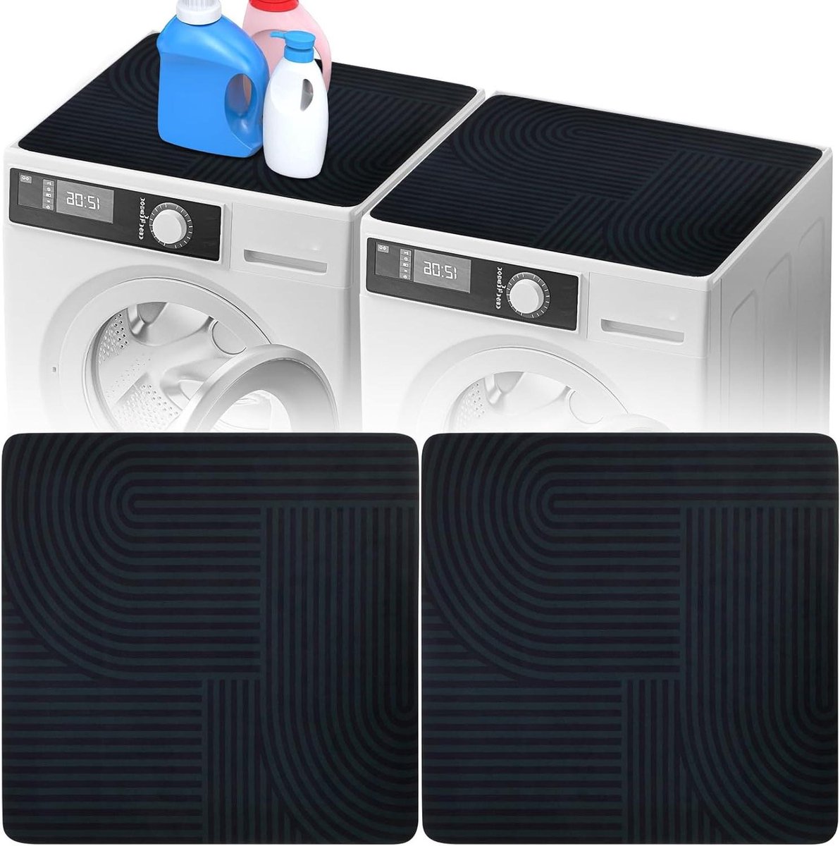 Wasmachine Kussen - Droger Mat - Apparaten Beschermen - Anti-trilling en Geluidsdempend - 60x60 cm - Zwart