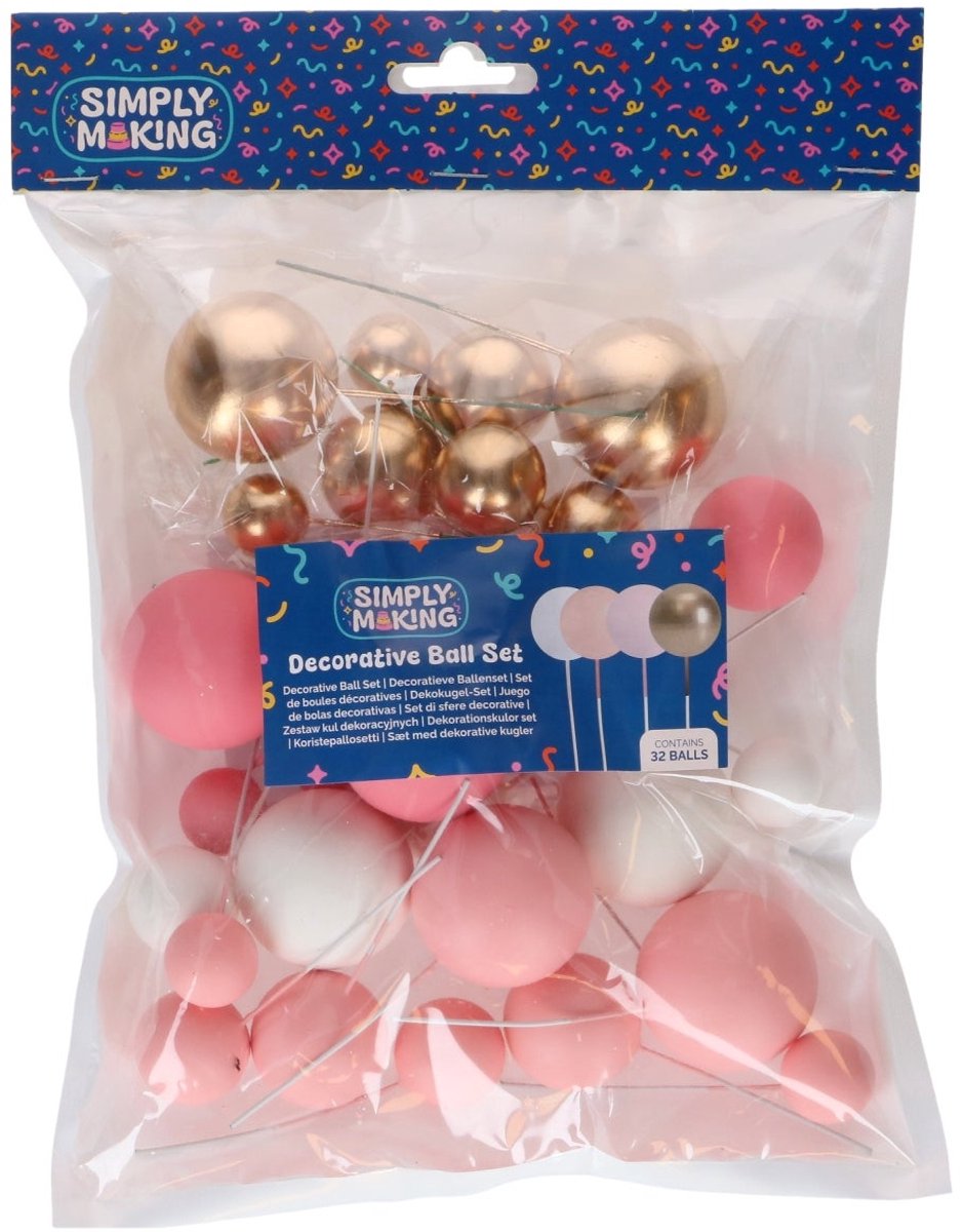 Simply Making Decoratieve Ballenset Roze Ombre & Goud pk/32