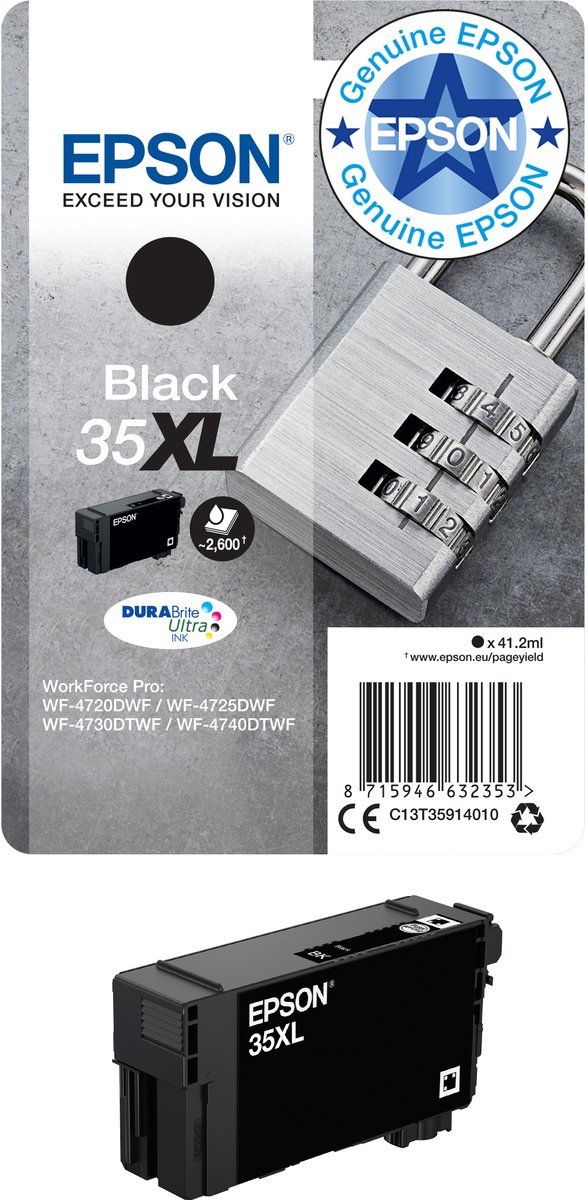 Epson Padlock Singlepack Black 35XL DURABrite Ultra Ink