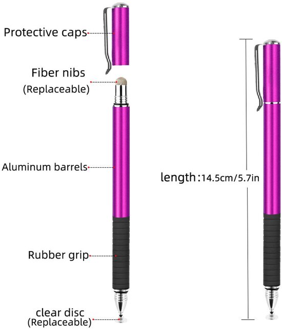 Tablet Pen voor Alle Tablets -1 Stuks - Silicone Touch Screen Pen - Stylus Pen - Compatibel met Alle Tablets en Mobiele Telefoons -Styluspen - Tablet pen - Smartphone - Tekentablet - Touc -Universele Stylus Pen Met 2 Verschillende Tips — afbeelding 5